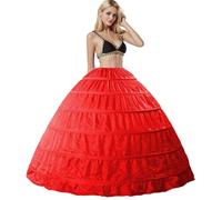 Jupons Crinoline 6 Cerceau Mariage Jupon Hoopless Robe de mariée Demi-Jupe Femmes Long Underskirt Sculptantes Wedding Petticoat Princesse Bal sous-Jupe Plus Femme Jupes, Longueur du Plancher(Rouge)