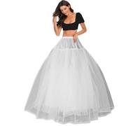 Jupons Crinoline Mariage Jupon 3 Couches sans Cerceau Style Long Demi-Jupe Hoopless Robes mariée Bal Demi Slips Femme Jupes Sculptantes Wedding Petticoat Fond de Robe A Line Underskirt(Blanc,44)