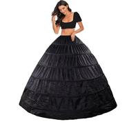 Jupons Crinoline Petticoat 6 Cerceau Mariage Jupon mariée Demi Slips Jupe Sculptantes 6 Hoops Wedding Petticoats Robe de Bal Demi-Jupe Femme Retro Vintage Underskirt, Réglable Les cerceaux(Noir,50)