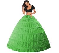 Jupons Crinoline Petticoat 6 Cerceau Mariage Jupon mariée Demi Slips Jupe Sculptantes 6 Hoops Wedding Petticoats Robe de Bal Demi-Jupe Femme Retro Vintage Underskirt, Réglable Les cerceaux(Vert,42)
