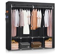 JUPPLIES Armoire en Tissu Portative 45x150x175 cm - Dressing Pliable avec Penderie, Étagères et Poches Latérales - Armoire de Rangement Chambre Adulte Facile à Monter