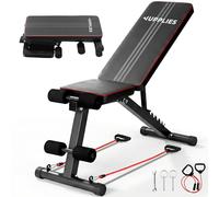 JUPPLIES Banc de Musculation Pliable Multifonction - 7 Positions Jusqu'à 90° | Supporte 250 kg | 2 Bandes de Résistance Incluses | Banc Musculation Complet Maison (105x38x48cm)