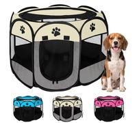 JUPPLIES Parc pour Chien Pliable Octogonal | Enclos Portable en Tissu Oxford Imperméable pour Chiot | Voyage et Extérieur | Montage sans Outils