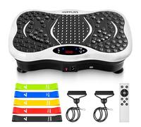 JUPPLIES Plateforme Vibrante Fitness 200W | Plaque Vibrante Drainage Lymphatique avec Bluetooth | 99 Vitesses et 5 Modes | 5 Bandes de Résistance | Charge Max 150kg
