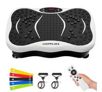 JUPPLIES Plateforme Vibrante Fitness - Plaque Vibrante 5 Modes + 5 Bandes Élastiques, Bluetooth et Télécommande - Silencieuse et Stable pour Récupération Musculaire et Perte de Poids à Domicile