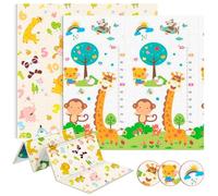 JUPPLIES Tapis d’Éveil Bébé Pliable 200x180x1cm - Tapis de Jeu Mousse Antidérapant et Imperméable - Tapis Bébé Réversible pour Motricité, Tummy Time et Jeux Enfant