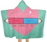 Jupsero Serviette De Plage Hooded Shower Towel, Pencil Love Ultra Soft Microfiber Swimsuit Cover Up Poncho Robes Towel Multiuse For Bath Shower Pool Swim