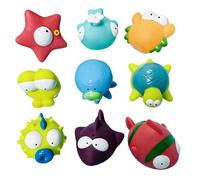 jupsjuice Ensemble de Jouets pour Baignoire,9 Accessoires de Bain Interactifs Animaux | Thème Animalier bébé,Garçons et de 6 à 18 Mois, Piscine, Plage, Parc Aquatique, Maison, Voyage
