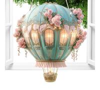 jupsjuice Lanterne solaire en forme de montgolfière avec flamme vacillante | Modèle 2D en acrylique pour fenêtre, cour, rassemblement d'amis, terrasse, camping, ferme, porche, allée