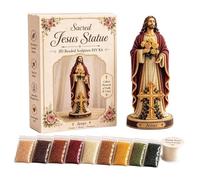 jupsjuice Set DIY Perles 3D Vierge Marie Et Jésus, Kit Catholique Rétro, Créez Une Statue, Facile À Suivre, Parfait Pour Salle De Prière, Entrée, Cadeau De Mère Noël, Spirituel Et Apaisant