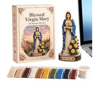 jupsjuice Set DIY Perles 3D Vierge Marie Et Jésus, Kit Catholique Rétro, Créez Une Statue, Facile À Suivre, Parfait Pour Salle De Prière, Entrée, Cadeau De Mère Noël, Spirituel Et Apaisant