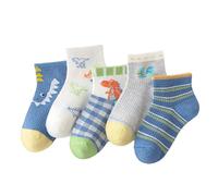 Jupsk 5 Paires Chaussettes Dinosaures pour Garçons, Chaussettes de Sport Chaussettes Athlétiques Chaussettes en Maille Respirante pour l'été, Chaussettes Basses pour Enfants de 1-8 Ans