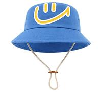 JUPSK Chapeau Bob pour Garçons et Filles, Chapeau de Plage en Coton, Chapeau de Soleil, Chapeau de Protection Solaire avec Visage Souriant pour Bébés, Chapeau de Soleil d'été Respirant pour 1 à 4 Ans