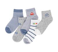Jupsk Lot de 5 Paires de Chaussettes pour Garçon, Chaussettes d'Été Respirantes en Maille Fine avec Motif de Voiture, Chaussettes en Coton de Sport à la Cheville pour Tout-Petits de 1 à 8 Ans