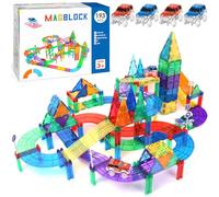 JUQG 193Pcs Jouet de Bloc de Construction Magnétique de Course sur Piste, Jouets de Blocs de Construction Magnétiques, Bloc Magnétique Jouet avec LED Racing pour Enfants Convient pour 3+ Enfants