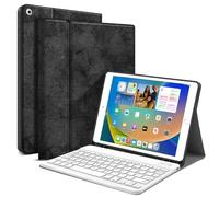 JUQITECH Étui avec clavier pour iPad 9e/8e/7e génération 10,2" 2021/2020/2019, avec clavier sans fil léger et magnétique amovible pour iPad 10,2" avec porte-crayon