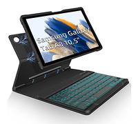 JUQITECH Étui avec clavier rétroéclairé pour Samsung-Galaxy-Tab A8 10.5 2022, coque souple et magnétique, clavier sans fil amovible pour tablette SM-X200/X205/X207 avec béquille, porte-stylo