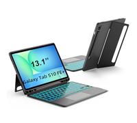 JUQITECH Étui avec clavier trackpad pour Samsung Galaxy Tab S10 FE Plus 13" 2025, béquille magnétique amovible et souple avec clavier sans fil rétroéclairé pour S10 FE+ SM-X620/X626/X626B, fente pour