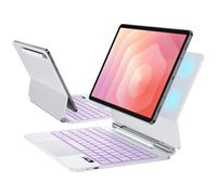 JUQITECH Étui clavier Magic Style pour Samsung Galaxy Tab S11 S10 Lite S9 | Pour S10 Lite S10 FE S9 FE 5G 11" S11 S9 11", affichage LED de batterie, fente magnétique pour stylo S