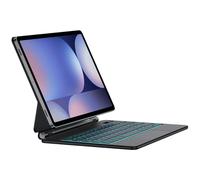 JUQITECH Étui Clavier Magique pour Samsung Galaxy Tab S10+/S9+, Support magnétique en Porte-à-Faux Flottant, pavé Tactile rétroéclairé, Porte-Stylo, écran LED de Batterie