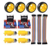 Juqoyue 4 Pièces DC 3-6V Moteur Électrique avec 4 Pièces Roue de Pneu en Plastique Double Arbre Moteur à Engrenages Kit de Bricolage pour Kit de Voiture Intelligente