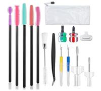 Juqoyue Kit de Nettoyage pour Machine à Coudre 15 Pièces, Outils de Nettoyage pour Machine à Coudre Comprenant Pinces, Arrache-Clou, Tournevis
