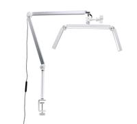Juqoyue Lampe de Cils Professionnelle 30W avec Bras Flexible Pliable de 26 Pouces, Lampe à Moitié Lune Pliable de 26 Pouces avec Pince de Bureau et Télécommande, Prise EU