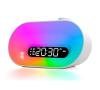 Juqoyue Réveil avec Lumière Du Soleil, Lampe à Lumière, Machine à Sons avec 10 Sons Apaisants, Radio FM, Veilleuse