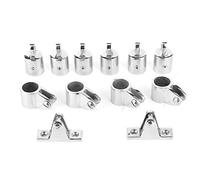 Juqrelith Accessoires Bateau 12pcs, 6 Mâchoires Slide, 4 Capuchons Oculaires, 2 Charnières Pont, 3 Arceaux Bimini 22mm Argent - Acier Inoxydable 316, Résistance Corrosion, Installation