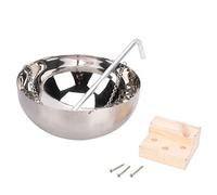 Juqrelith Bol Sauna en Acier Inoxydable 20cm, Support en Bois, Accessoire Aromathérapie - Fixation Mobile, Compatible Sauna Traditionnel et Infrarouge