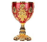 Juqrelith Chalice En Laiton Zinc 10,3cm, Motif Fleur Embossé, Couleur Or Rouge - Élégance Rétro, Durable, Idéal Pour Bar et Fête (Ou Rouge)
