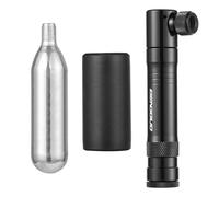Juqrelith Kit Réparation Pneus Vélo Multi - Fonction, Gonfleur CO2 Alliage Aluminium 16g, 5 Bouchons Vulcanisés, Noir - Réparation Rapide, Compatible Vannes Presta et, pour VTT et Route (Noire)