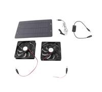 Juqrelith Kit Ventilateur Solaire, 20W, Double Ventilateur, avec Interrupteur - Dissipation Thermique Efficace, Énergie Solaire Autonome, Usage Extérieur et Intérieur