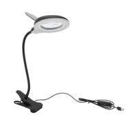 Juqrelith Lampe Loupe de Bureau 54 cm, Acier et PP, Luminosité Réglable, Pince Ajustable - Grossissement Précis, Éclairage LED pour Soudure et Lecture