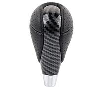 Juqrelith Levier de Vitesse en Fibre de Carbone, Cuir Véritable, Bois de Pêcher, 90mm, Design Ergonomique - Installation Facile, Finition Brillante, Améliore la Sécurité du Véhicule