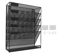 Juqrelith Organisateur Mural à Dossiers avec 5 Poches, Métal Durable, Montage Mural, Taille 40,8 x 32,5 x 11cm, Gain de Place - Grande Capacité, Installation Facile, Idéal pour Bureau et