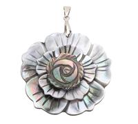 Juqrelith Pendentif Collier Coquillage, Fait Main, Motif Fleur, Multifonctionnel, Double Couches - Élégant, Polyvalent, Pour Tenues Quotidiennes et Soirées (3 canapés)