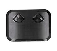 Juqrelith Plaque de Trappe d'Accès Deck, 17-1 / 4x12-3/8 Pouces, Noir, Résistante aux UV et Verrou de Pontet - Couvercle à Charnière 180°, Étanche et Facile à Installer (Noire)