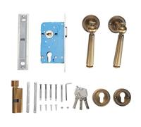 Juqrelith Poignée de Porte en Cuivre Pur, Bronze Antique, Verrouillage Séparé, Poignée Ergonomique, Silence pour Porte Intérieure Chambre - Durable, Confortable, Sécurisé