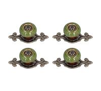 Juqrelith Poignées de Meubles Zinc Alloy, 73mm, Blanc, Lot de 4 - Installation Facile, Design Moderne, Compatible Armoires et Tiroirs (1901 Vert, imprimé léopard ancien, vert)