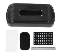 Juqrelith Support de Mouchoirs Voiture Fibre de Carbone Réel, Adhésif, Porte - Numéro de Parking, Compatible Boîte de Mouchoirs 120 Standard - Design Élégant, Installation Facile, Usage