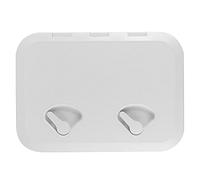 Juqrelith Trappe D'Inspection Carrée Double Poignée, ABS Antirayons UV, 315 x 440 mm, Couleur Blanche - Résistante et Étanche, Charnière 180°, Idéale pour Bateaux et Yacht