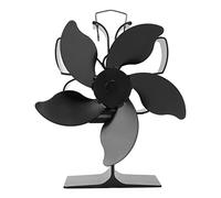 Juqrelith Ventilateur de Cheminée à Chaleur, 5 Lames en Alliage d'Aluminium, Noir, Sans Batterie - Écologique, Économie d'Énergie, Démarrage Automatique, Fonctionnement Silencieux