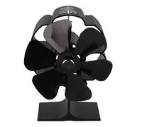 Juqrelith Ventilateur de Poêle à Chaleur, 6 Lames, Alliage d'Aluminium, Noir, Résistant Haute Température - Économie d'Énergie, Fonctionnement Silencieux, Efficace pour Poêles à Bois et Ga