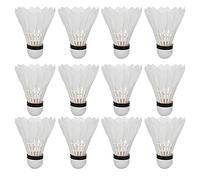 Juqrelith Volants de Badminton en Plume, 12 Pièces, Blanc, Durable et Résistant, pour Intérieur et Extérieur - Bonne Élasticité, Conception Robuste, Usage Sportif Polyvalent