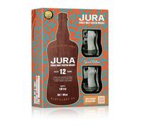 JURA - 12 Ans Coffret Whisky + 2 Verres - Whisky Single Malt - Notes de Chocolat Noir & D'Agrumes - Origine : Écosse/Jura - 40% Alcool - 70 cl