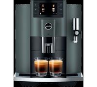 JURA E8 Night Inox (ECS) Machine à café automatique (OneTouch, broyeur P.A.G. 2, Night Inox, écran couleur 3,5", réservoir à grains de 280 g, réservoir d'eau de 1,9 l, tuyau à lait, Wireless ready)