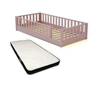 Jurababy - Lit au Sol Enfant en Bois SONHO avec Matelas - 90x190