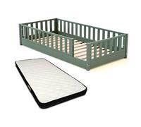Jurababy - Lit au Sol Enfant en Bois SONHO avec Matelas - 90x190