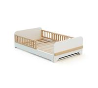 JURABABY - Lit au sol enfant extensible en bois 80x140-165-190 CARROUSEL - Blanc Blanc - 80x140